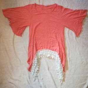 ORANGE FLOWY & LACY TOP